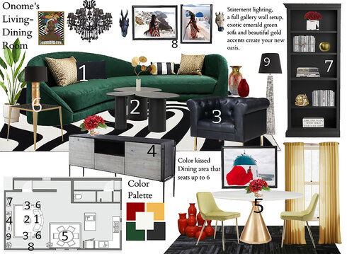 Bold Contemporary Living & Dining Room KaSonndra L. Moodboard 2 thumb