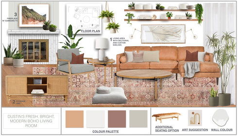 Boho Home Design with White Brick Fireplace Ryley B. Moodboard 1 thumb