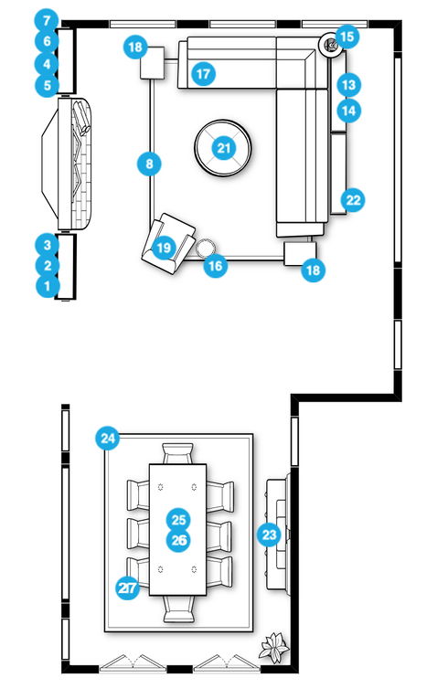 Online Designer Combined Living/Dining Floorplan