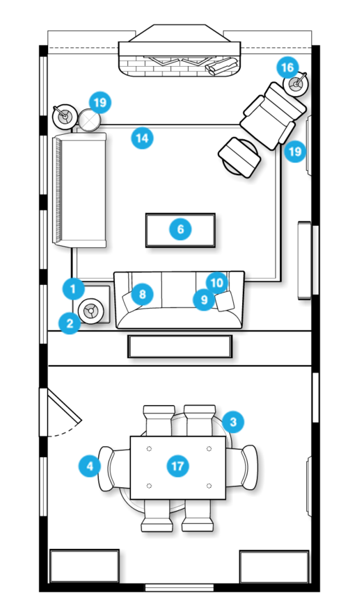 Online Designer Combined Living/Dining Floorplan