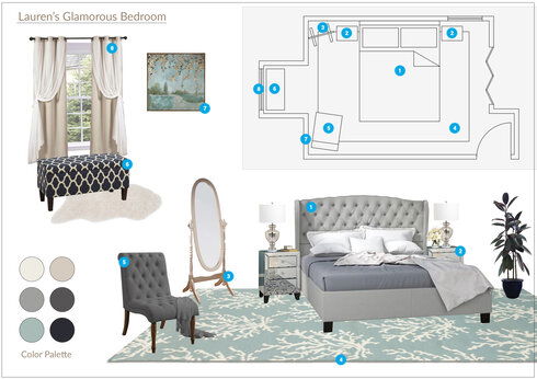 Transitional Style Guest Bedoom Iulia B. Moodboard 1 thumb