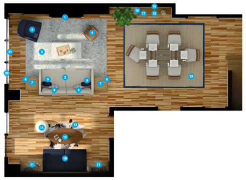 Online Designer Combined Living/Dining Floorplan