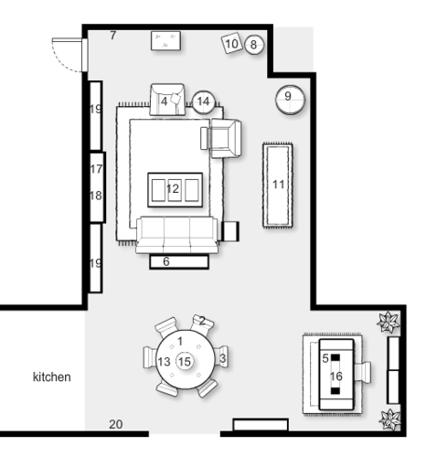 Online Designer Combined Living/Dining Floorplan