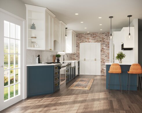 White & Blue Modern Farmhouse Kitchen Remodel | Decorilla