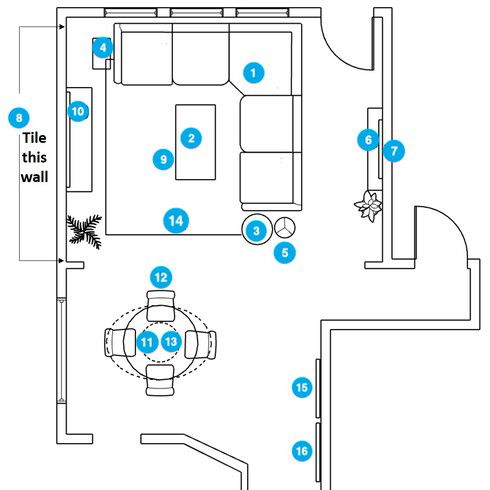 Online Designer Combined Living/Dining Floorplan