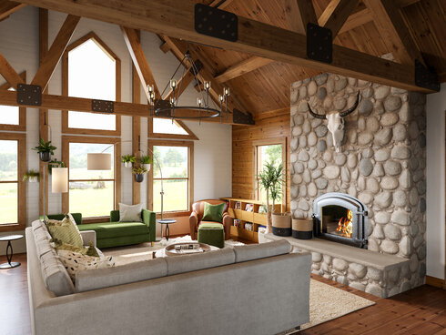 Modern Rustic Cabin Living Room Design