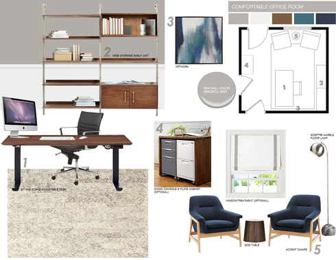 Masculine modern home office Picharat A.  Moodboard 1 thumb