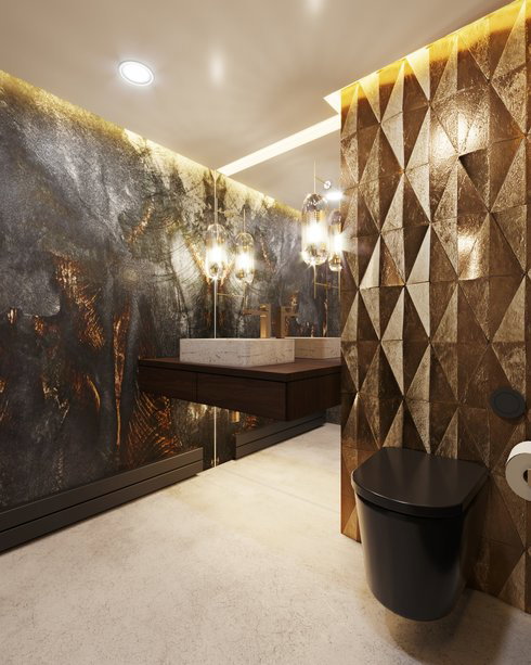 Luxury Grey Gold Stone Bathroom Decor Decorilla