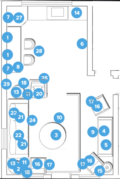 Online Designer Combined Living/Dining Floorplan