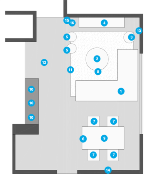 Online Designer Combined Living/Dining Floorplan