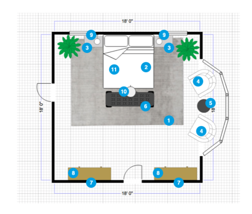Plano del Dormitorio del Diseñador en Línea