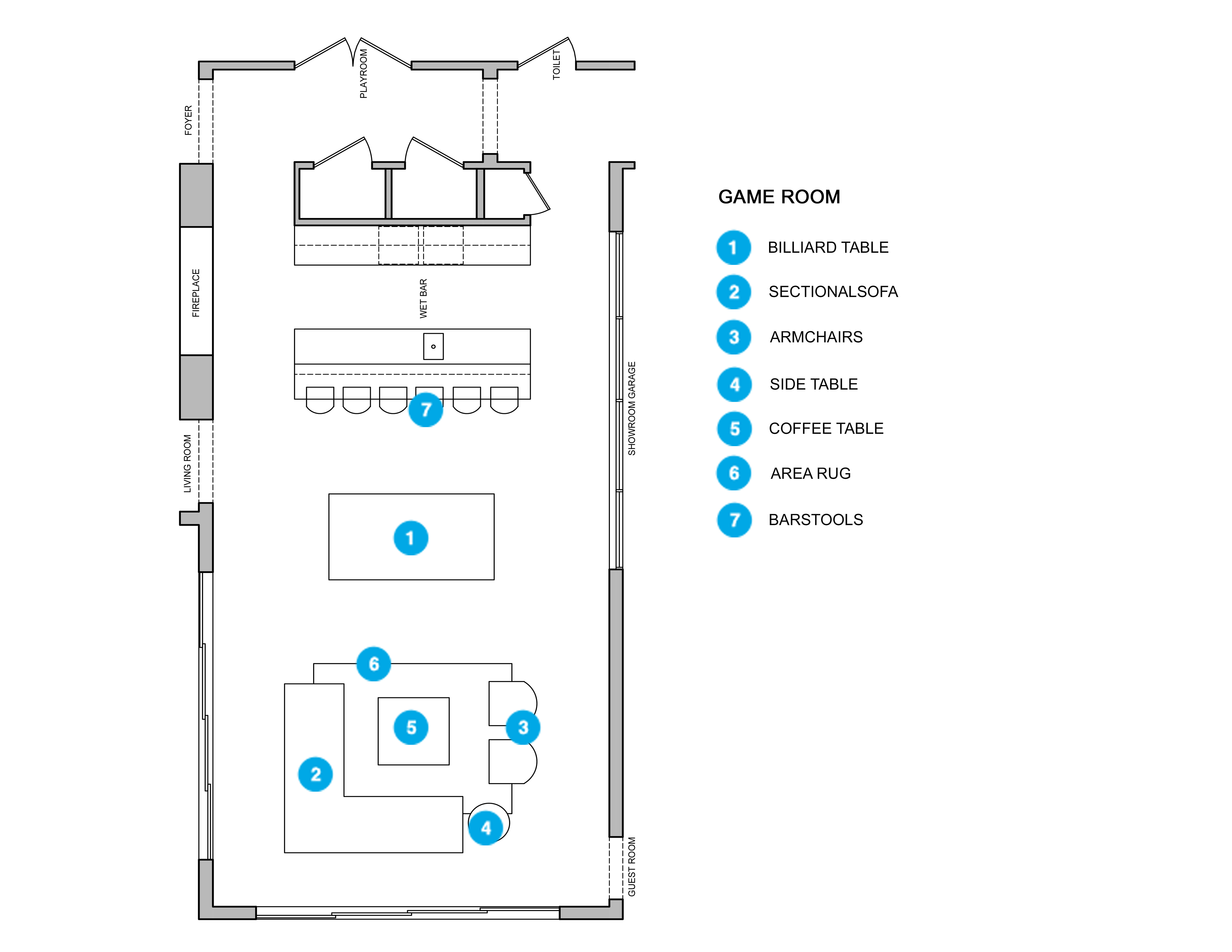 Online Designer Combined Living/Dining Floorplan