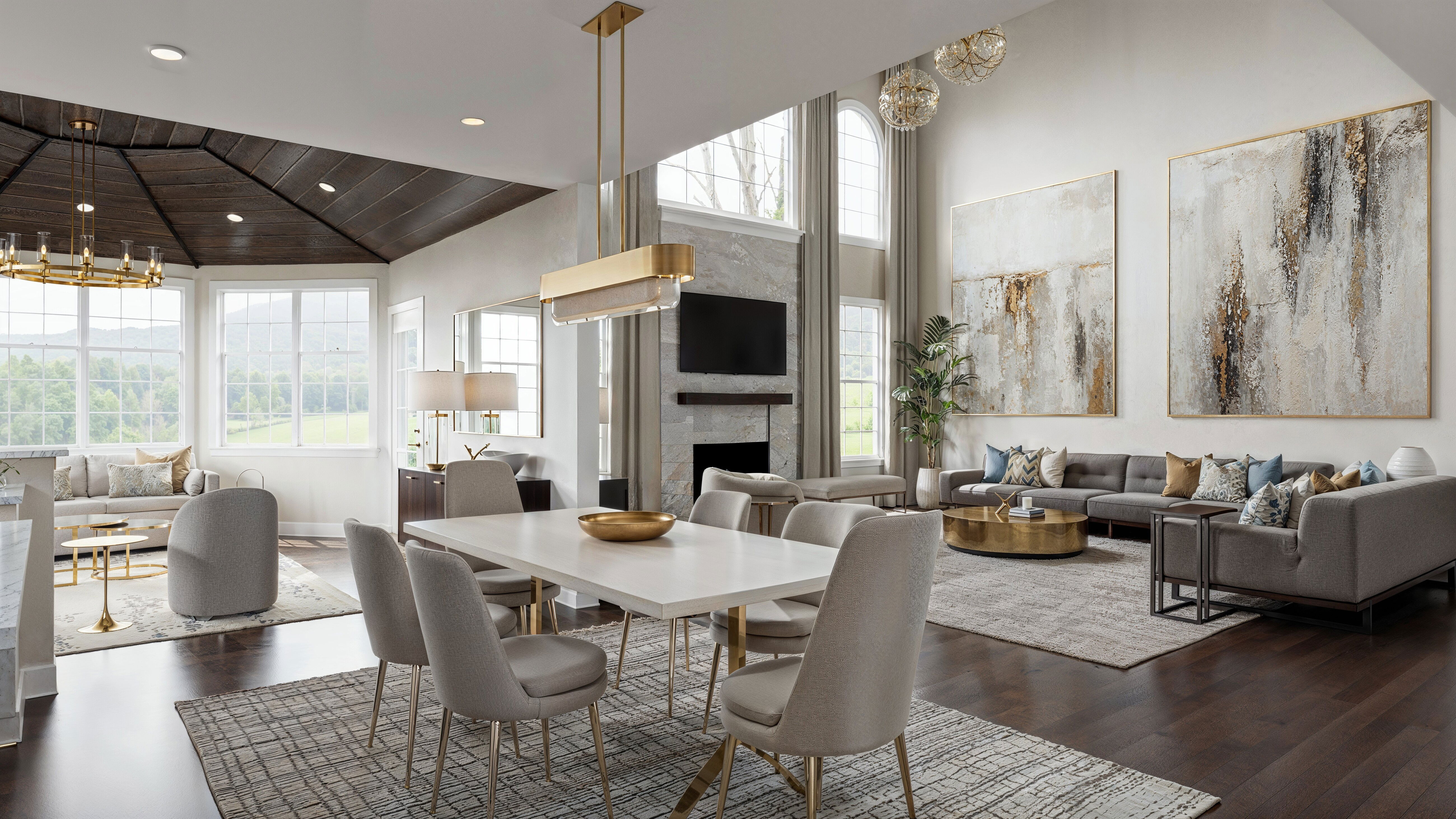 Diseñadores de interiores en línea de combinación de Salón de Estar y Comedor 1