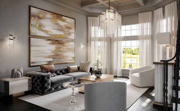 Glam & Elegant Home Interior Design Rendering