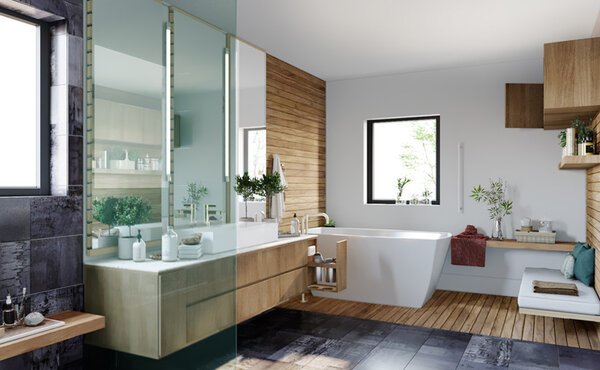 Spa-Inspired Master Bathroom Design Rendering