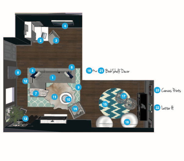 Online Designer Living Room Floorplan