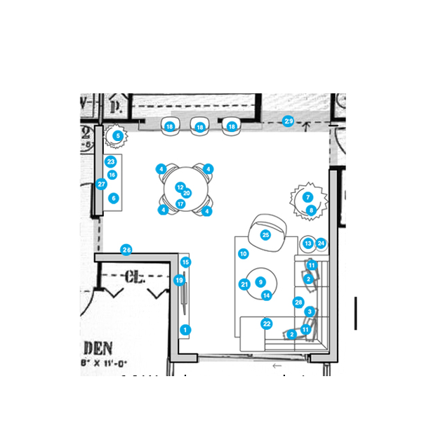 Online Designer Combined Living/Dining Floorplan