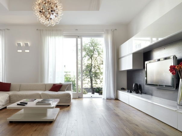 Contemporary Studio Interior Design with Wooden Flooring
