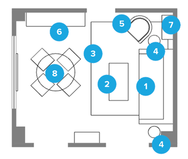 Online Designer Combined Living/Dining Floorplan