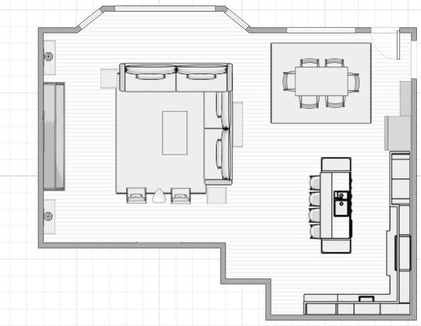 Online Designer Combined Living/Dining Floorplan