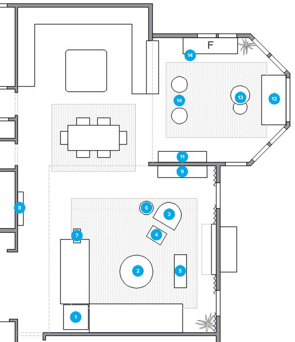 Online Designer Combined Living/Dining Floorplan