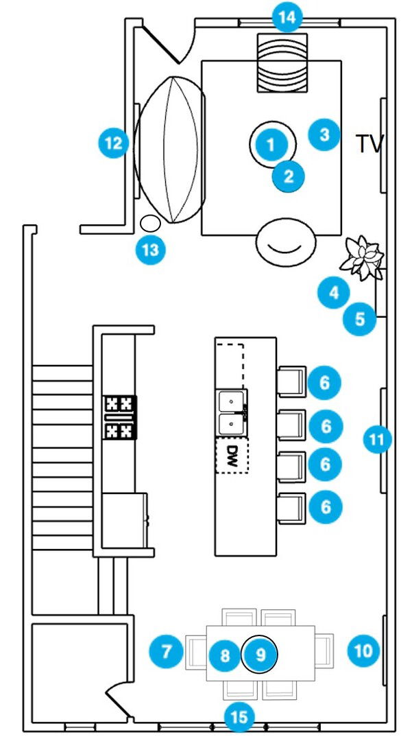 Online Designer Combined Living/Dining Floorplan