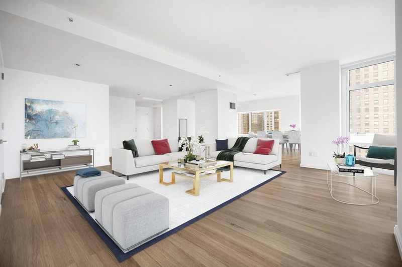 Navy Accents for Contemporary Living Room | Decorilla