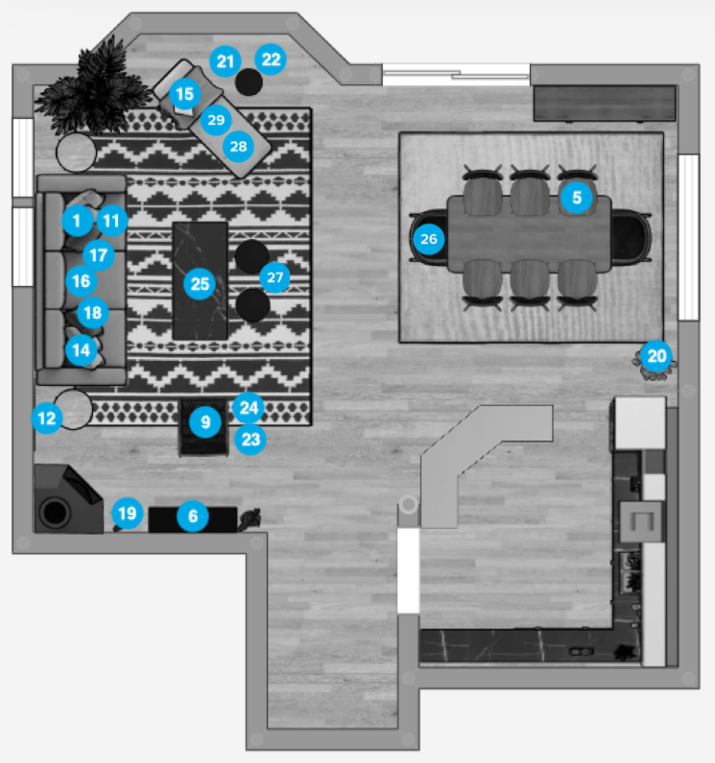 Online Designer Combined Living/Dining Floorplan