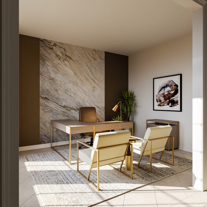 Contemporary Glam Dining Room & Home Office Rendering thumb