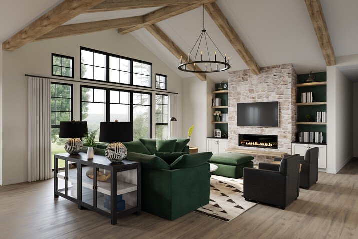 Bold Masculine Vaulted Ceilings Home Design Rendering thumb
