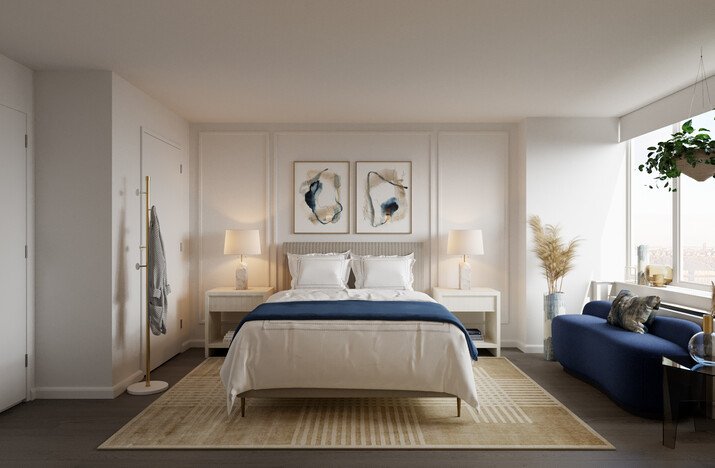 Classy & Tranquil Bedroom Interior Design Rendering thumb