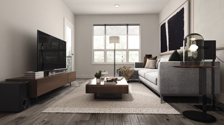 Relaxing Open Space Living Room Renovation Rendering thumb