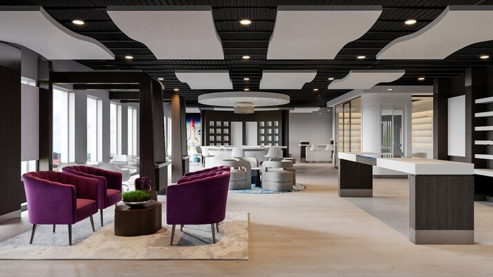 Colorful Chic & Glam Business Space Decor Rendering thumb