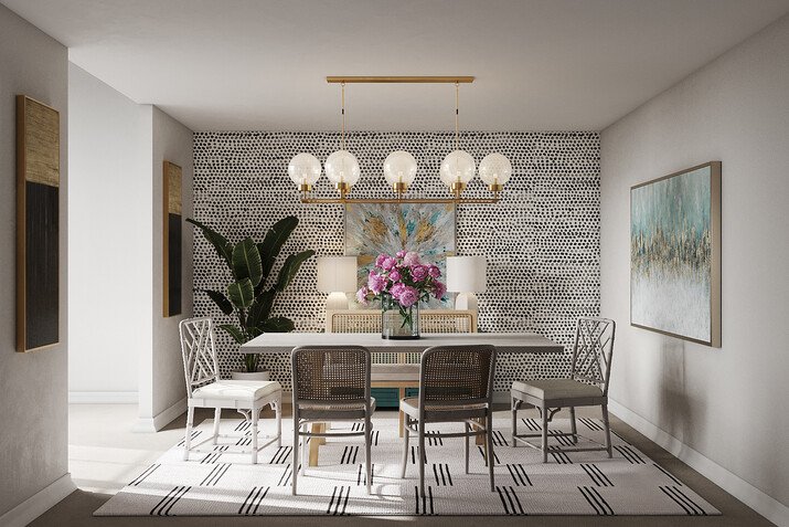 Eclectic Dining Room Design Rendering thumb
