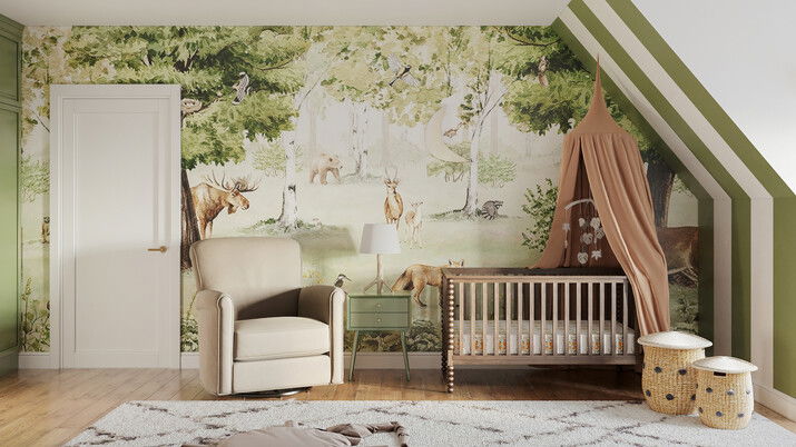 Adorable Forest Themed Nursery Rendering thumb