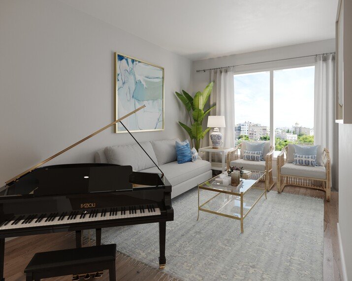 Cozy Living/Dining Combo with Baby Grand Piano Rendering thumb