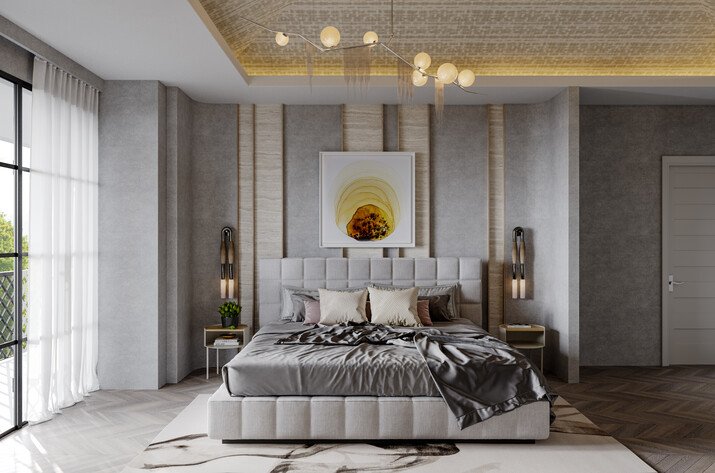 High end Contemporary Master Bedroom Design Rendering thumb