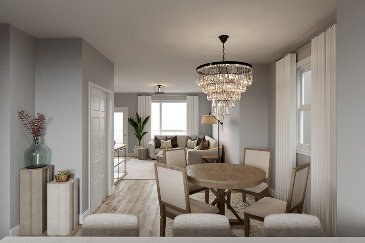 Neutral Colors Living & Dining Combo Rendering thumb