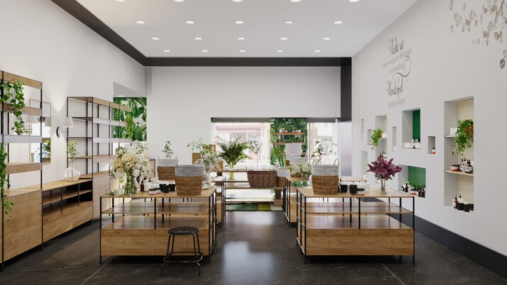 Natural Eclectic Cosmetic Store Interior Rendering thumb