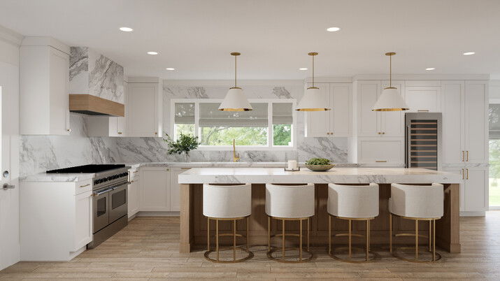 White Modern Kitchen Remodel Rendering thumb