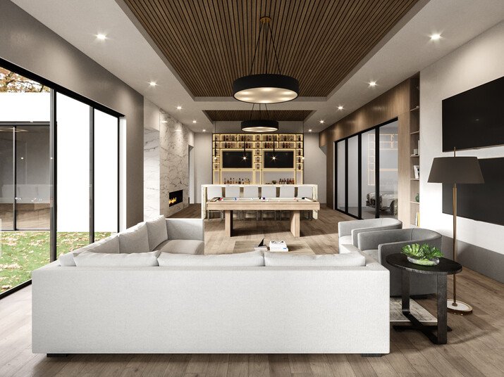Contemporary Home and Bar Design Rendering thumb