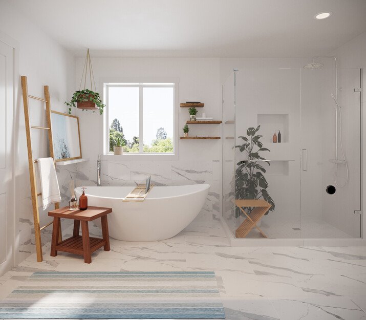Luxurious Fresh Bathroom Design Rendering thumb