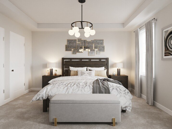 Calm Transitional Bedroom & Dining Room Project Rendering thumb