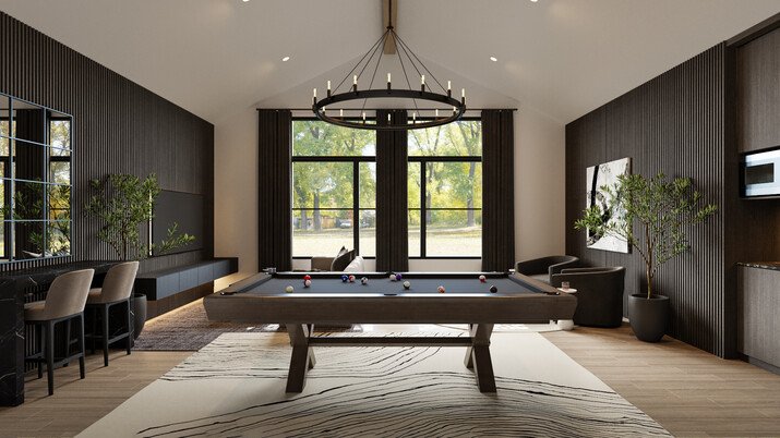 Contemporary Style Home & Game Room Rendering thumb