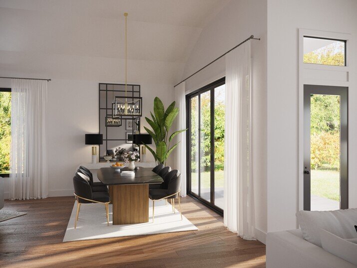 Stylish Modern Living Room & Dining Room Rendering thumb
