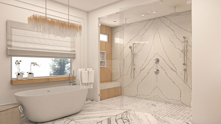 Timeless Modern Contemporary Master Bathroom  Rendering thumb