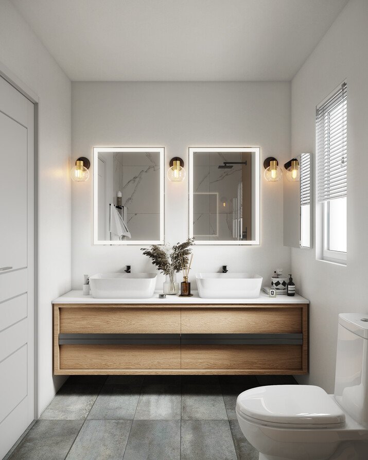Modern Master And Guest Bathroom Remodel Rendering thumb