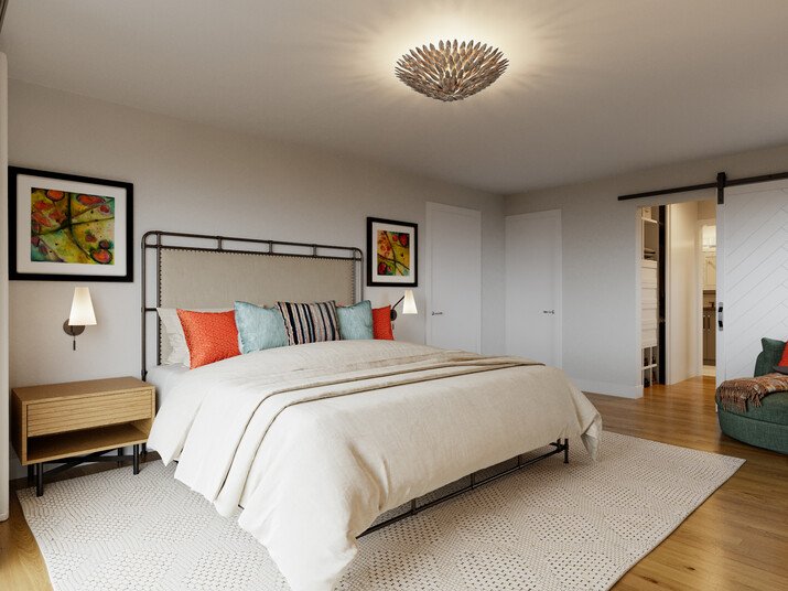 Contemporary Master Bedroom Suite Design Rendering thumb