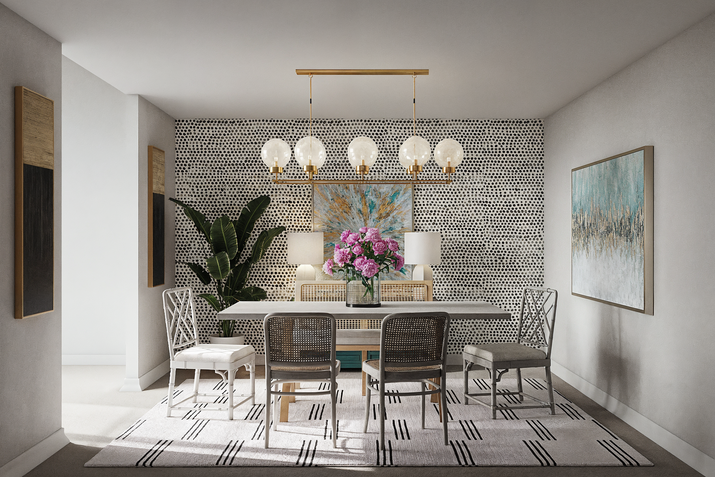 Eclectic Dining Room Design Rendering thumb