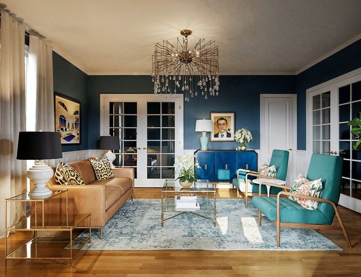 Eclectic Formal Living Room Interior Design  Rendering thumb